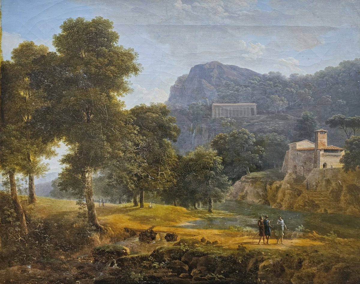 Jean-Victor BERTIN (1767–1842)  Paysage (vue en Italie) vers 1815  Expertise Francois Marandet-photo-3