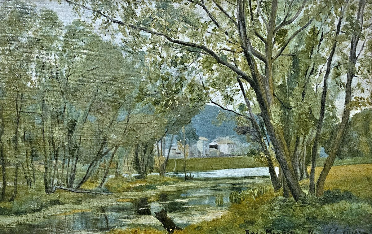 STANISLAS LEPINE 1835 - 1892   BOIS À MOUDON, 1891 - Expertise : René Millet, Paris.-photo-2