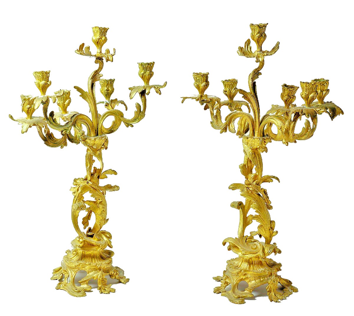 Candélabres Paire Louis XV   H. 62 cm. 