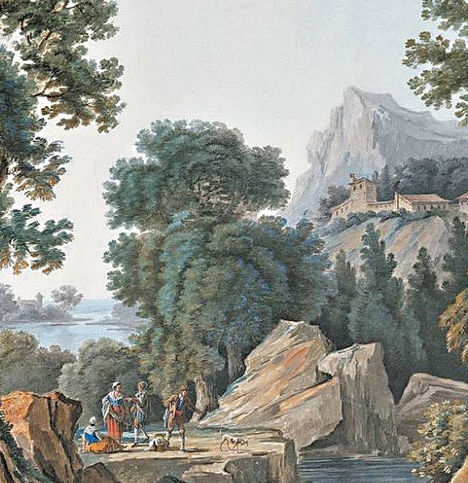 Jean-baptiste Pourcelly Active From 1791 To 1802 A Pair Of Landscapes Gouache Signed-photo-1