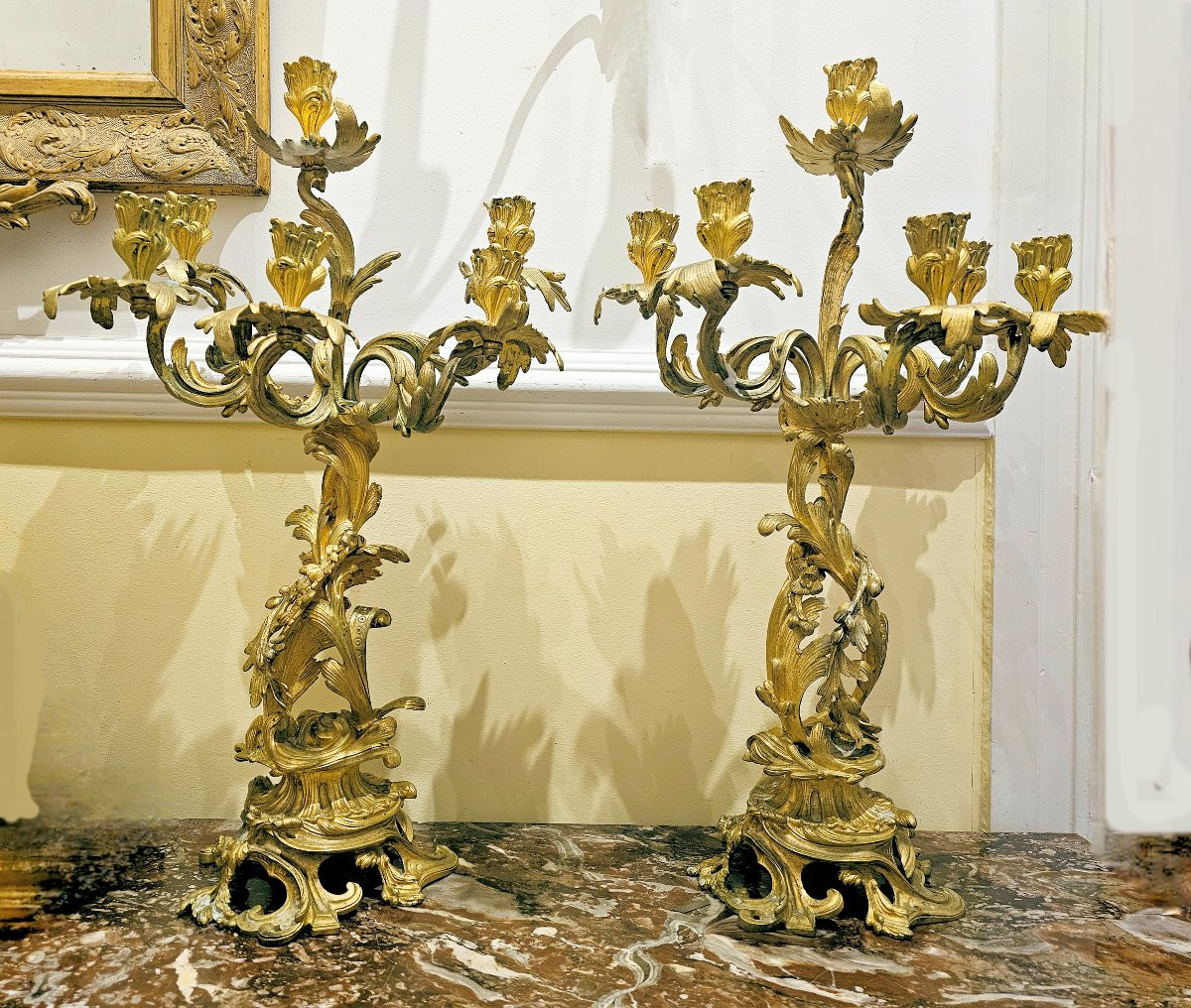 Candélabres Paire Louis XV   H. 62 cm. estampillée AAA-photo-3