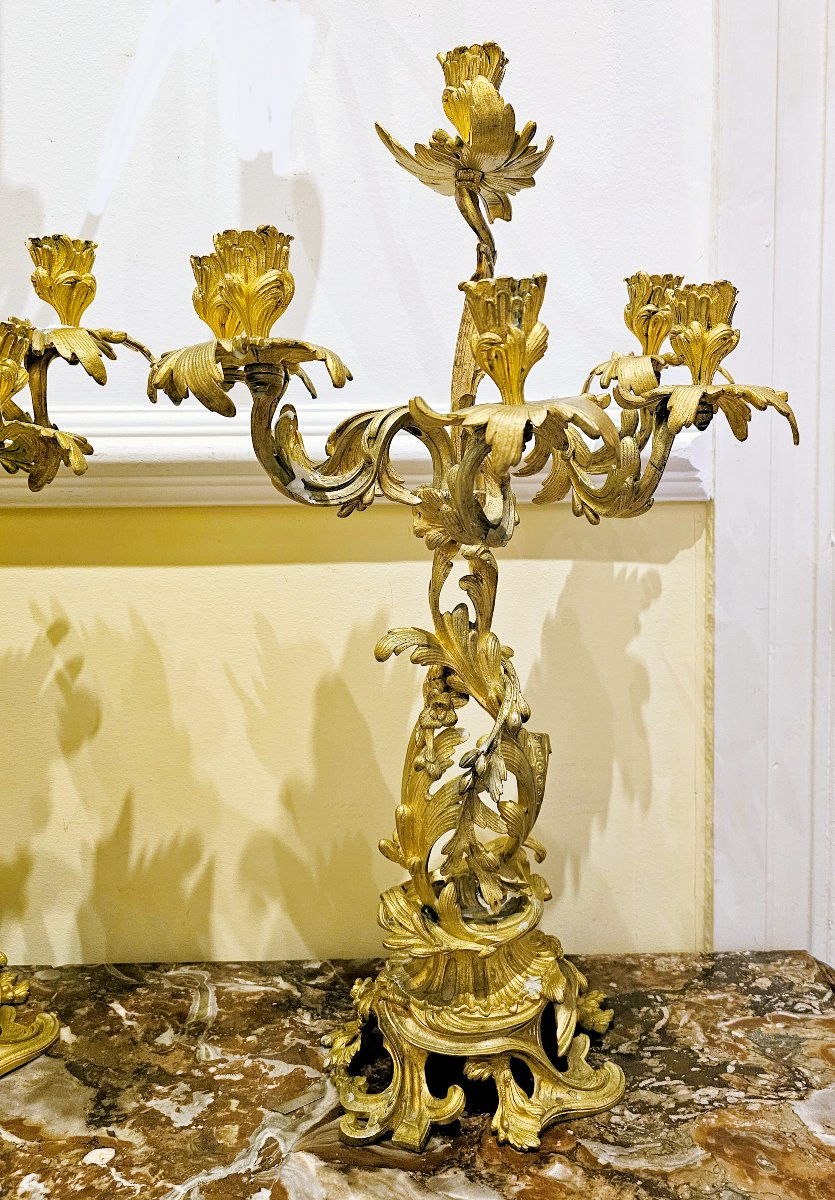 Candélabres Paire Louis XV   H. 62 cm. estampillée AAA-photo-5