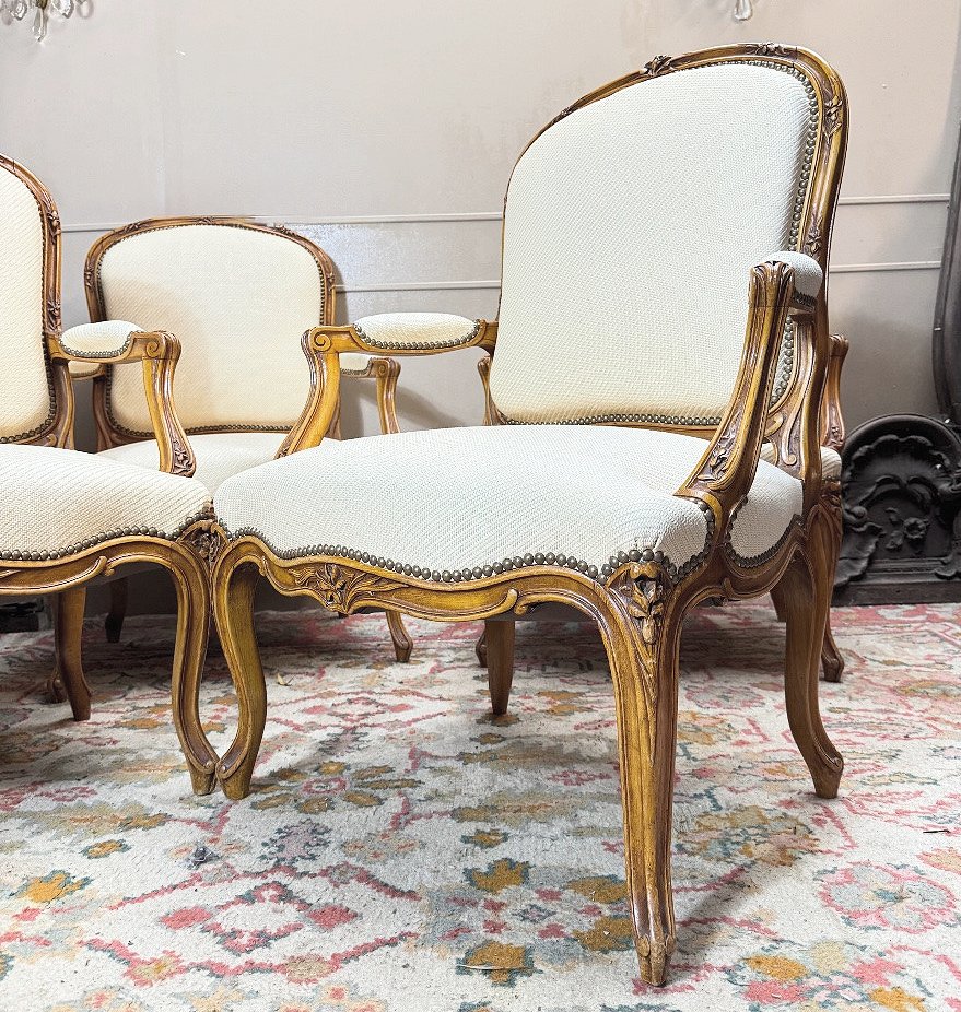Louis XV Style Armchairs (four Or Two By Two) Circa 1750. Height 100 Cm, Width 72 Cm, Depth 50 Cm -photo-4