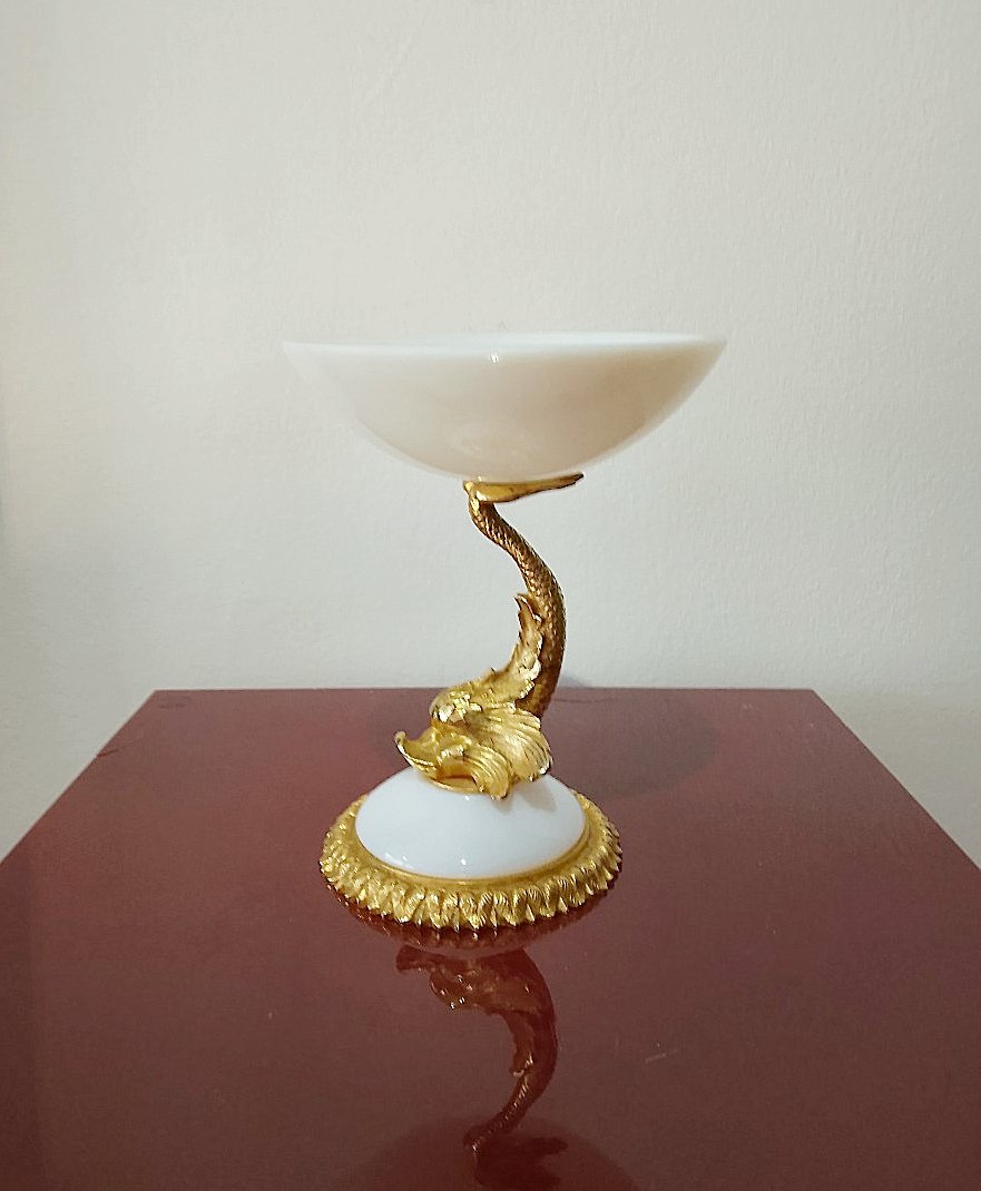 Tazza Coupe Verre opalin Empire vers 1820  H. 15,5 cm. D. 13 cm ou 9,5 cm -photo-2