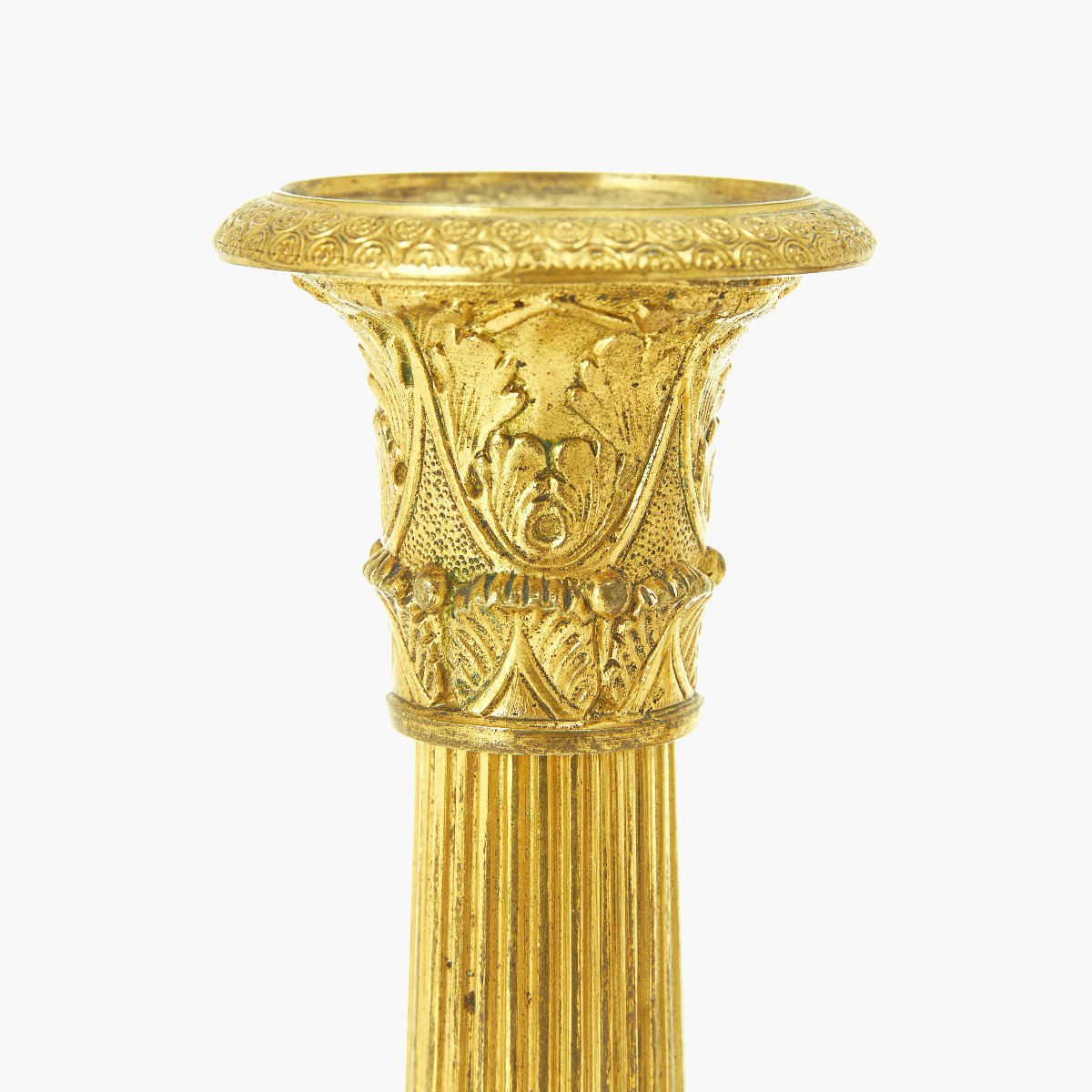 Empire Style Candlesticks Circa 1820, 24 Cm High, Gilt Bronze-photo-3