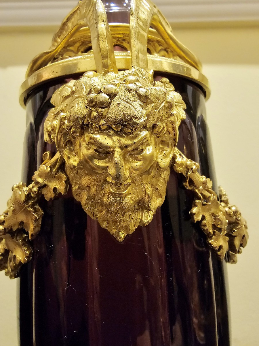 Potpourri Vase Verre Couleur améthyste Louis XVI H. 32 cm bronze doré-photo-4