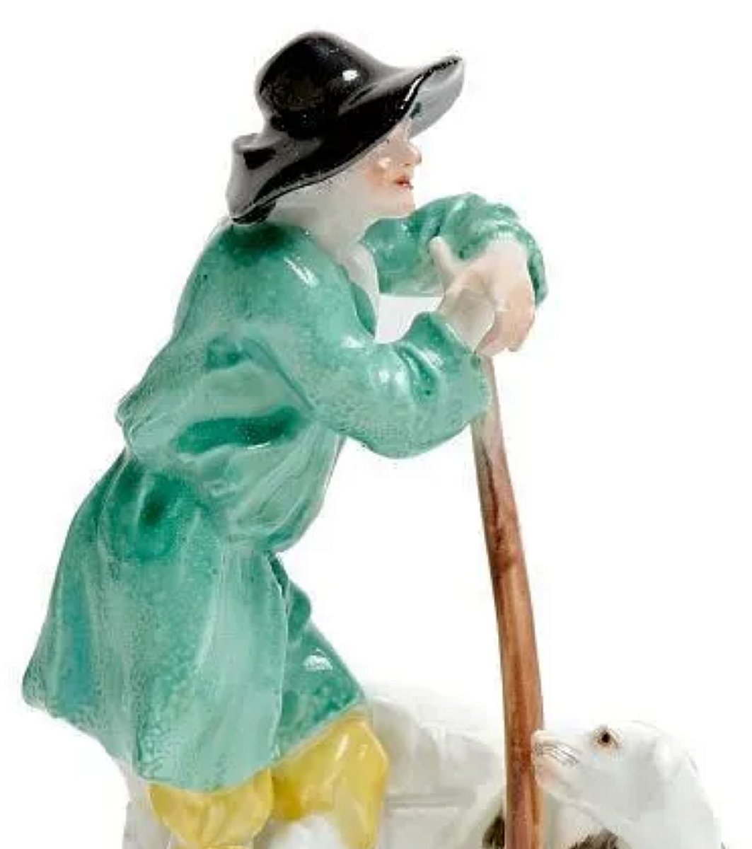 Meissen Porcelain Shepherd With Dog Circa 1750 Crossed Swords Mark -photo-2