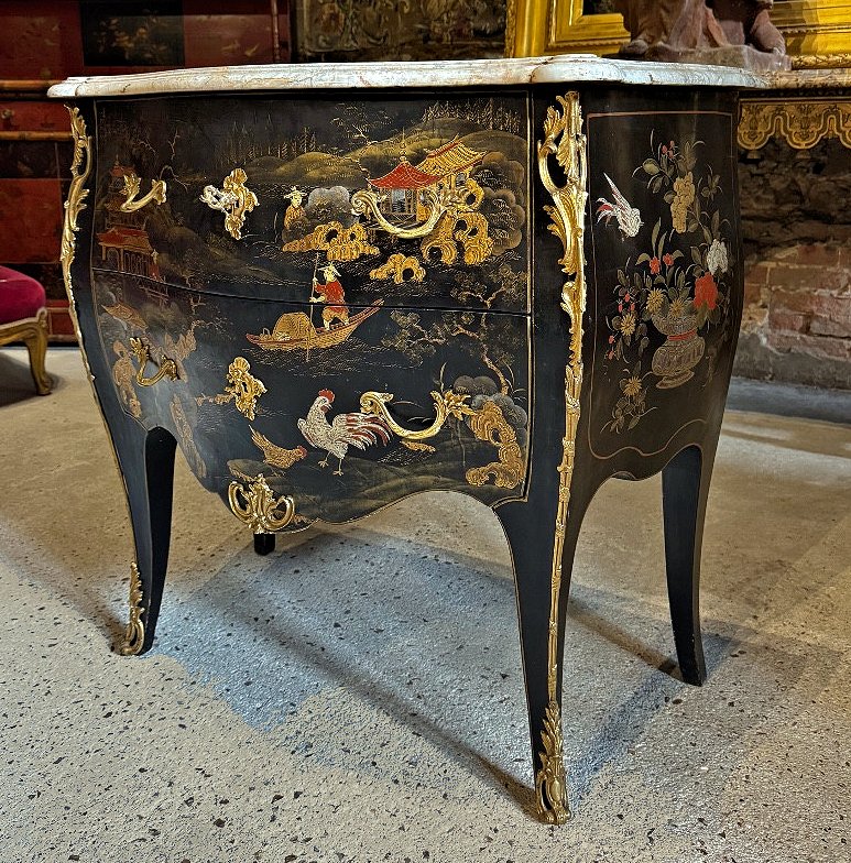 Commode Louis XV vers 1750 Laque de Coromandel Attribuée à Adrien Delorme -photo-3
