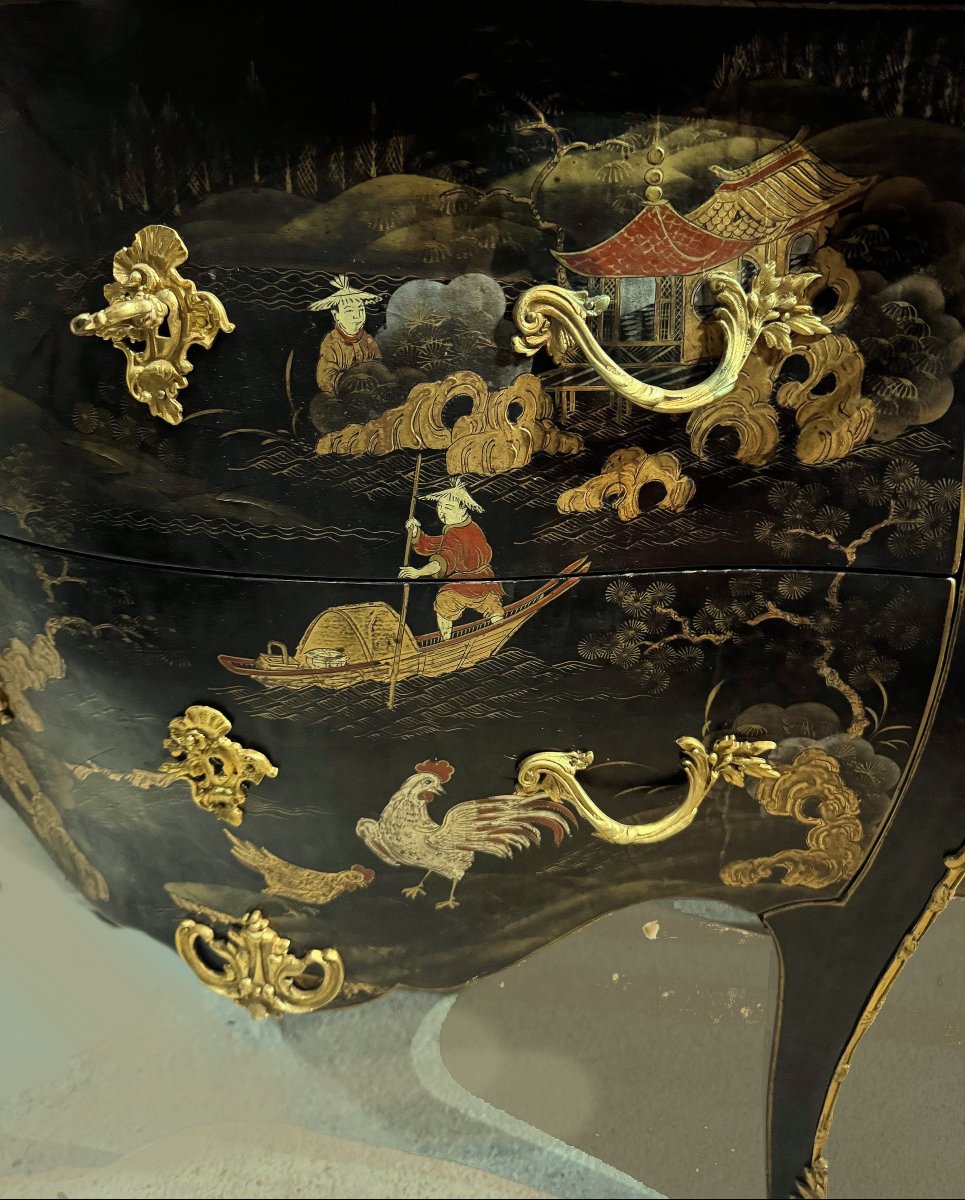 Commode Louis XV vers 1750 Laque de Coromandel Attribuée à Adrien Delorme -photo-4