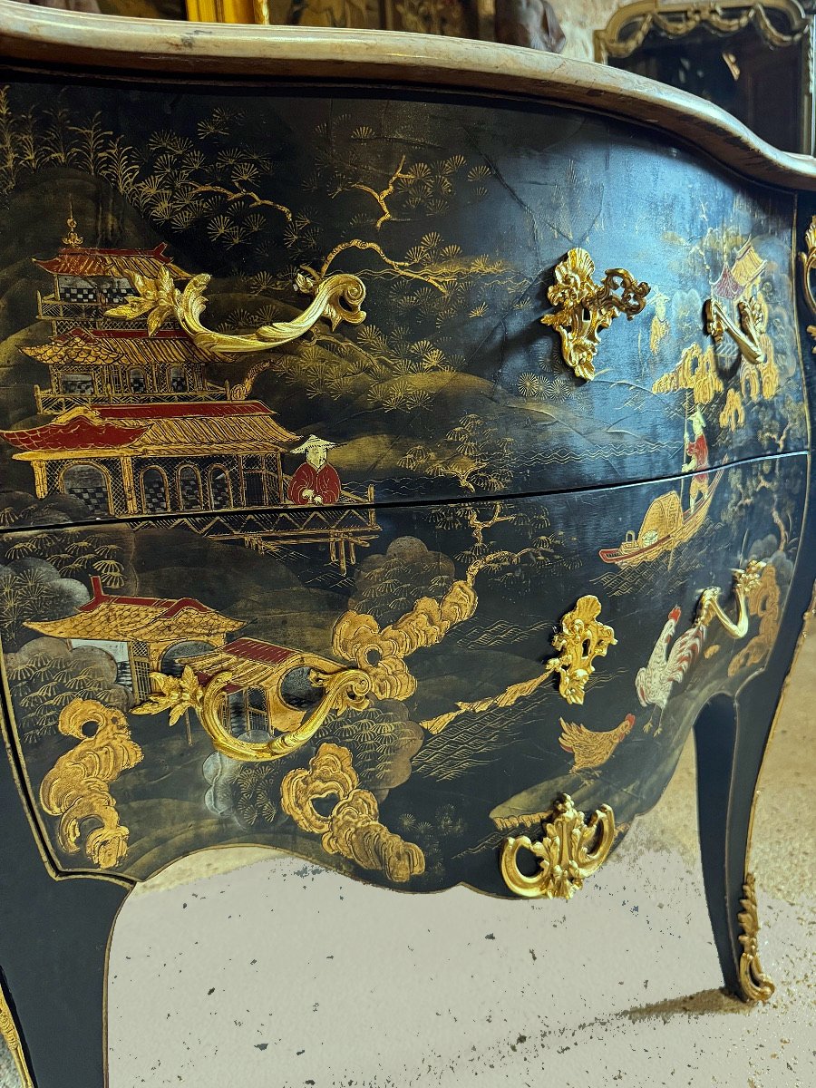 Commode Louis XV vers 1750 Laque de Coromandel Attribuée à Adrien Delorme -photo-3
