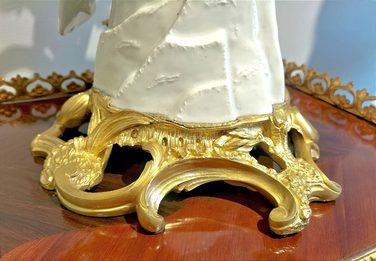 Pair Of Candelabra With Birds Of Prey, Japanese Porcelain, French Base, Louis XV Style, H. 37.5 Cm-photo-5