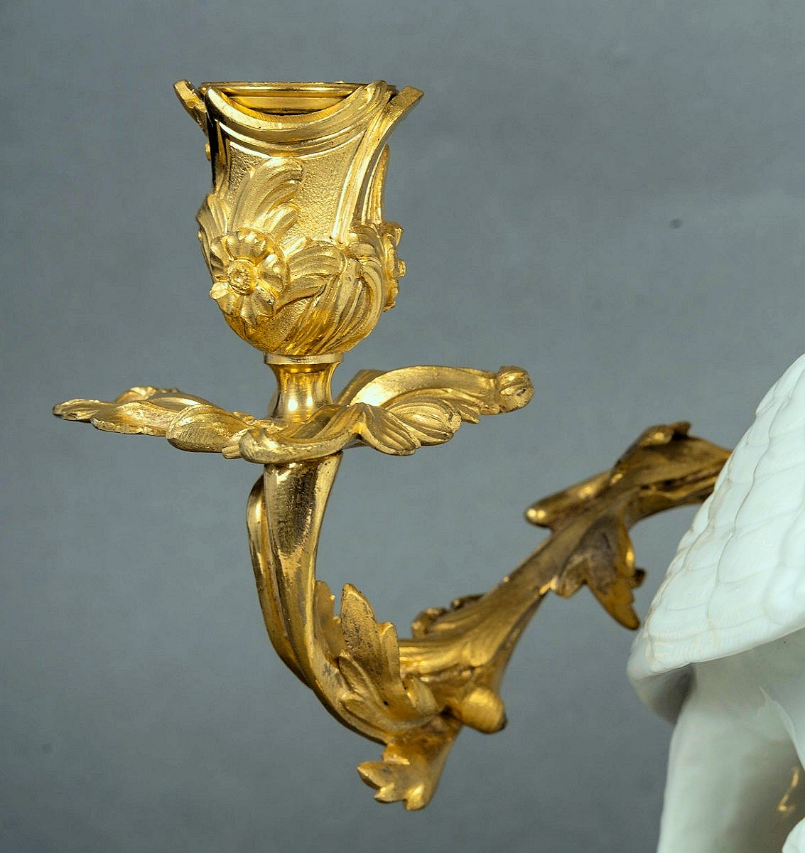 Pair Of Candelabra With Birds Of Prey, Japanese Porcelain, French Base, Louis XV Style, H. 37.5 Cm-photo-6