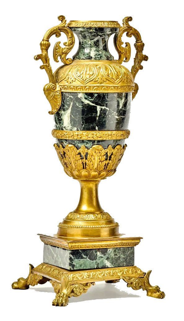 Vases Paire Russie Saint-Pétersbourg Milieu du XIXe siècle Marbre vert  monture en bronze doré-photo-2