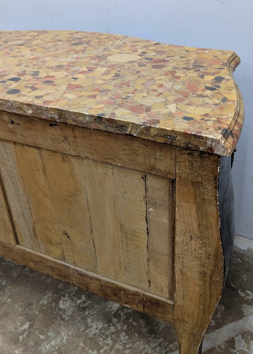 Commode Louis XV vers 1750 Laque noire avec armoiries nobiliaires dans un cartouche-photo-6