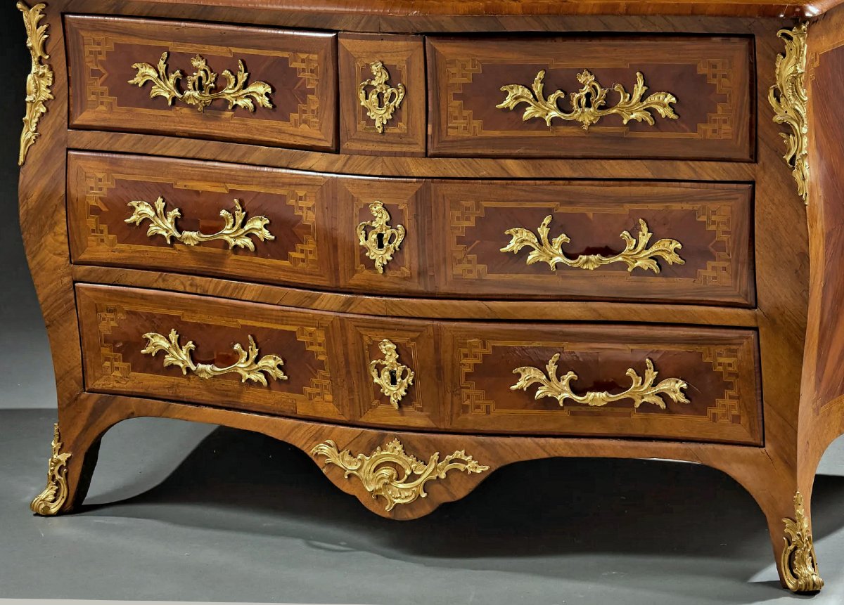 Rococo Chest Of Drawers, Germany, Dresden, C. 1765, Louis XV Style; H. 80 Cm, W. 129 Cm, D. 61 Cm -photo-1