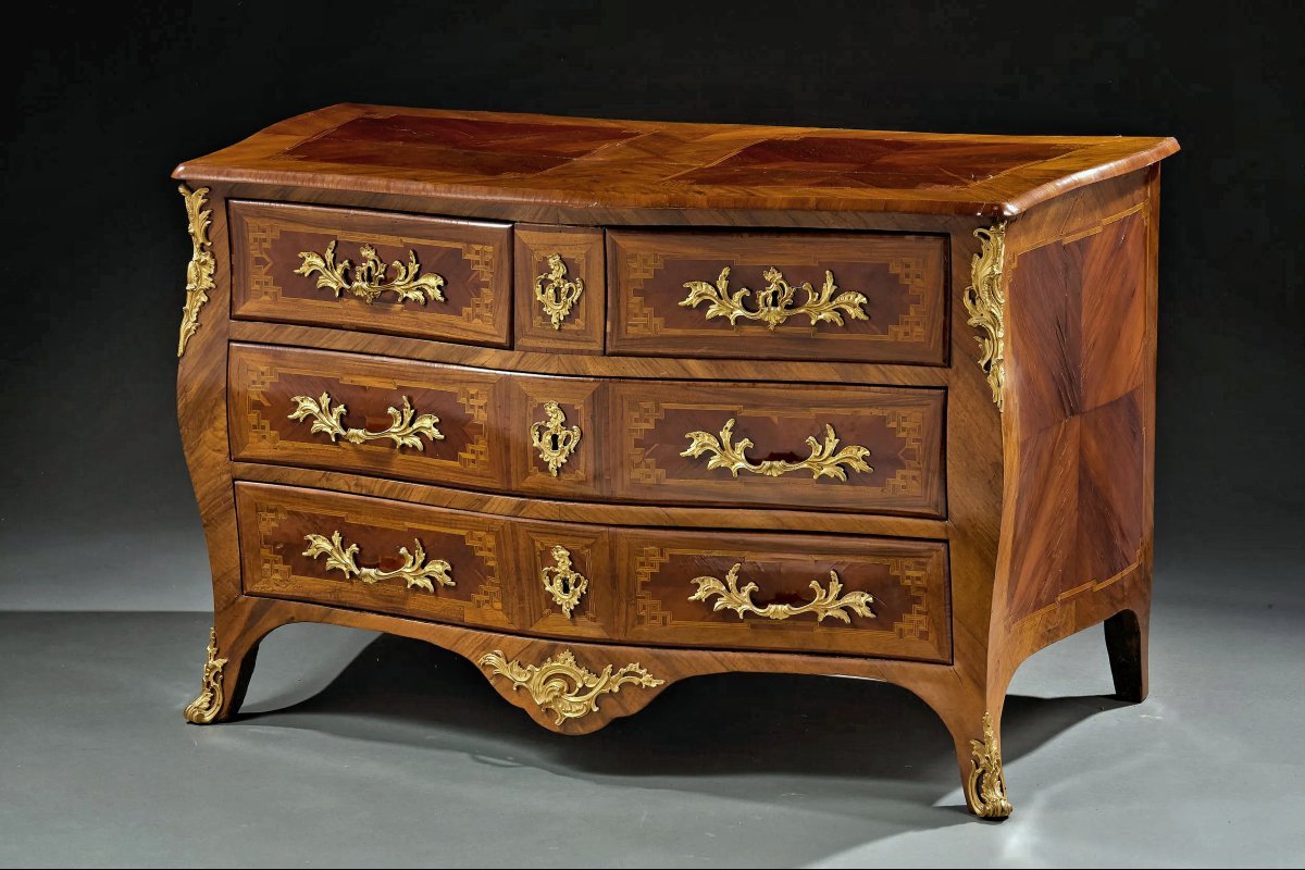Rococo Chest Of Drawers, Germany, Dresden, C. 1765, Louis XV Style; H. 80 Cm, W. 129 Cm, D. 61 Cm 