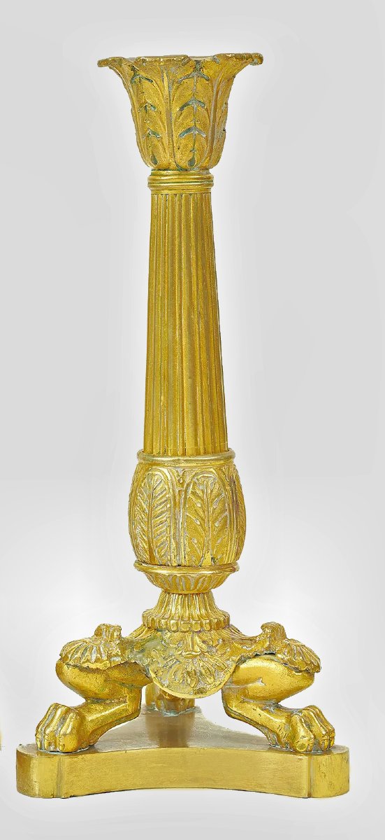 Bougeoirs Paire Empire vers 1810   H. 25 cm -photo-2