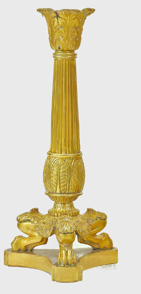 Bougeoirs Paire Empire vers 1810   H. 25 cm -photo-3