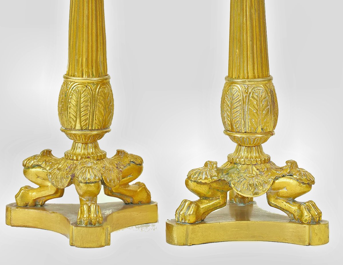 Bougeoirs Paire Empire vers 1810   H. 25 cm -photo-4