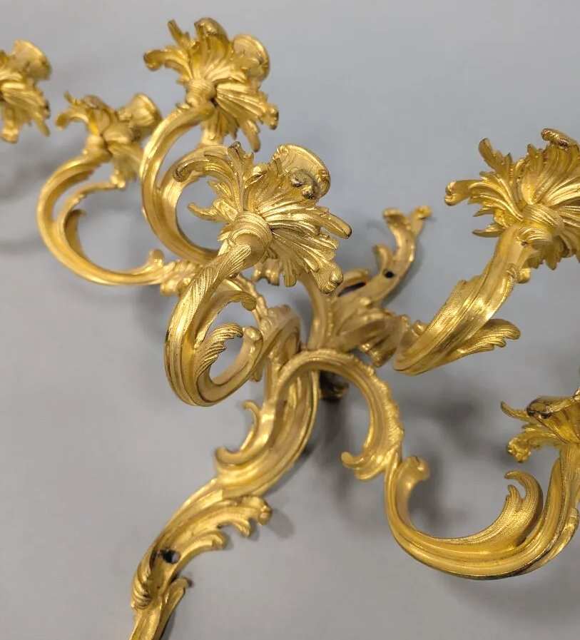 Appliques Paire Louis XV vers 1740  H. 43 cm, L. 38 cm -photo-1