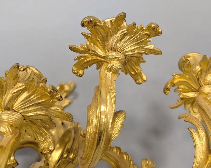 Appliques Paire Louis XV vers 1740  H. 43 cm, L. 38 cm -photo-3
