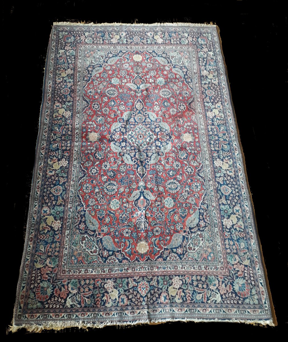 Carpet, Wool, Kashan, Antique, Approx. 100 Years, 135 X 214 Cm