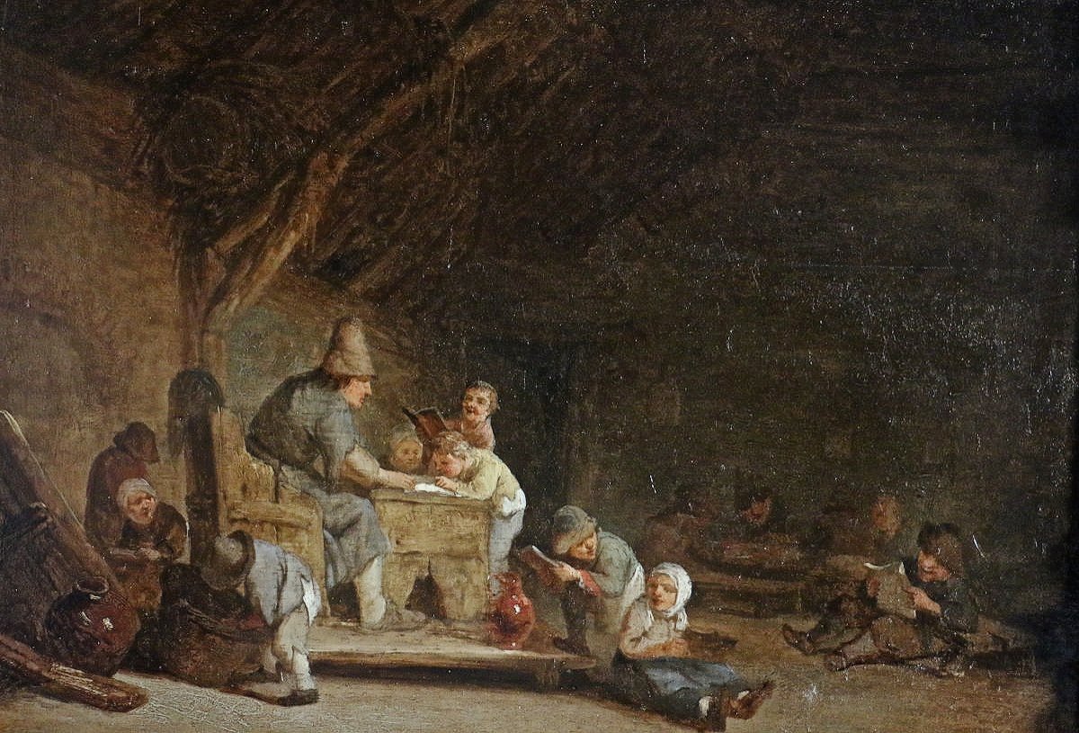 Adriaen Van Ostade (* 1610 à Haarlem; † 1685) Dans l'école du village - Provenance :   Collection Marquis de Praslin-photo-1
