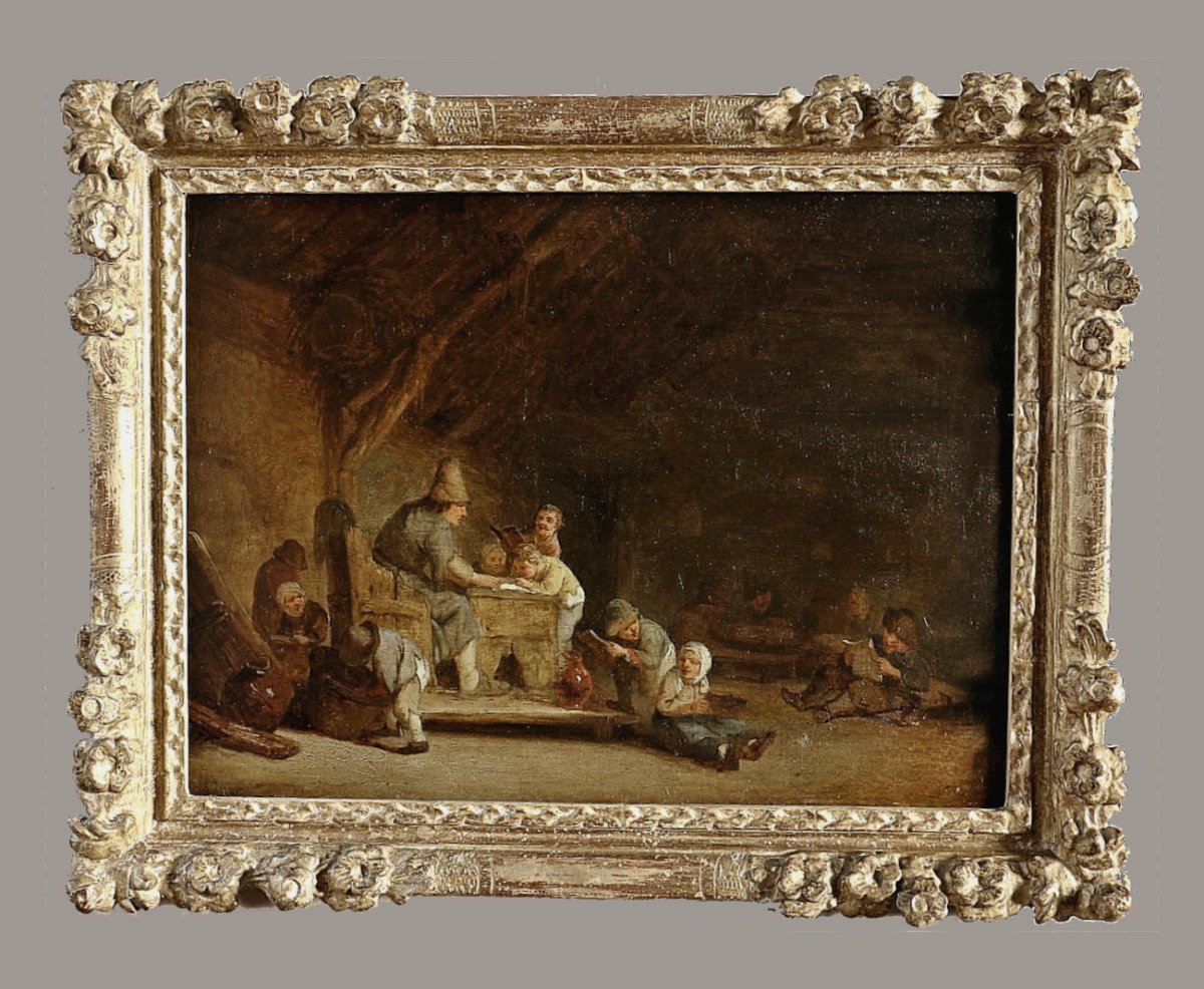 Adriaen Van Ostade (* 1610 à Haarlem; † 1685) Dans l'école du village - Provenance :   Collection Marquis de Praslin