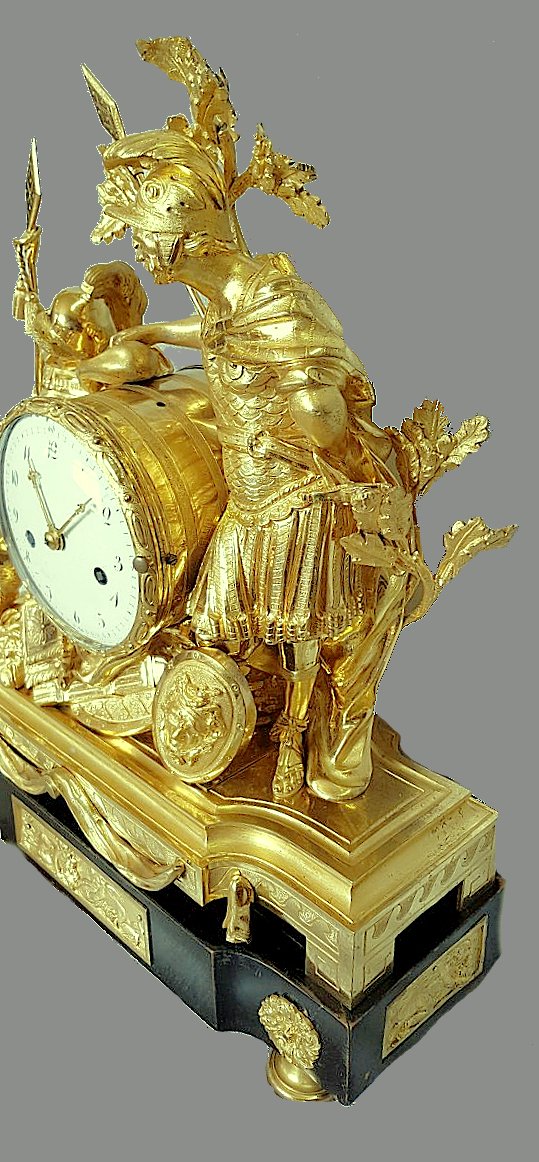 Large Louis XVI Warrior Clock Circa 1780 H. 50 Cm, L. 41.5 Cm-photo-2