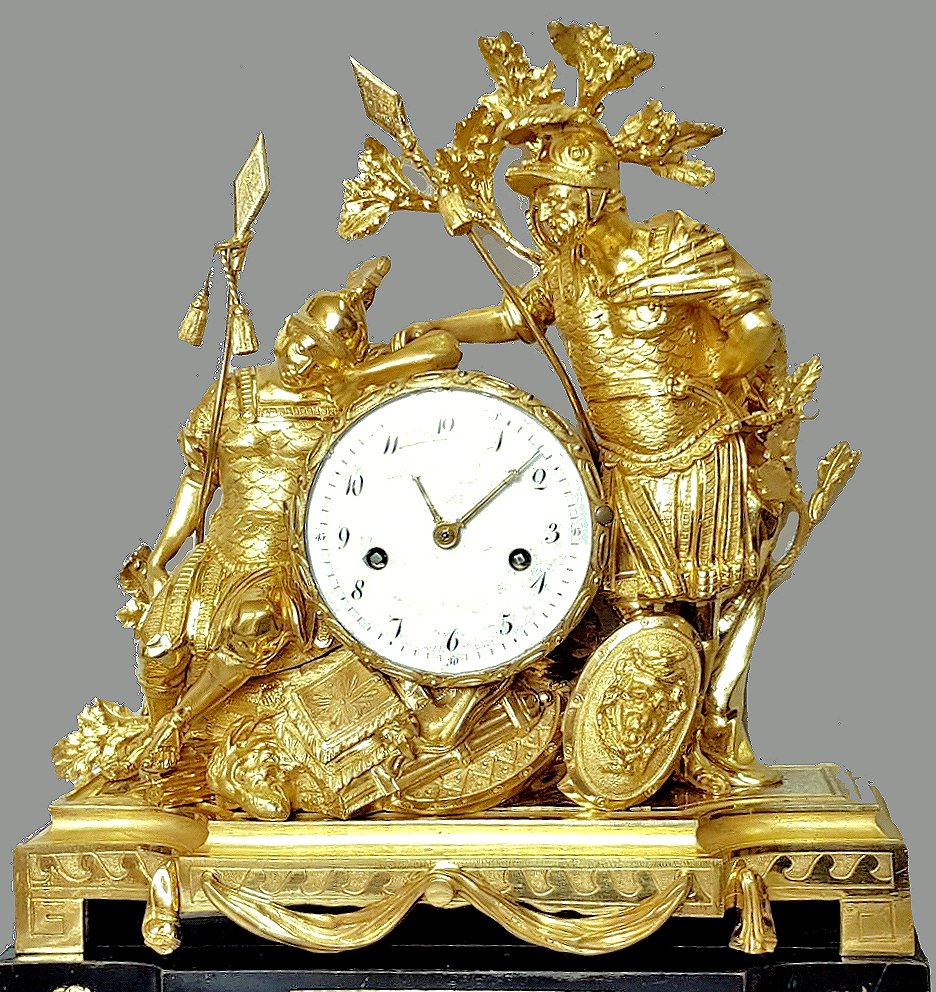 Large Louis XVI Warrior Clock Circa 1780 H. 50 Cm, L. 41.5 Cm-photo-1