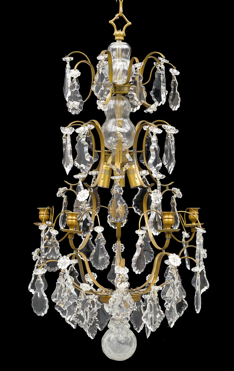 Lustre De Cristal  Louis XIV  Dernier Quart Du XIXe Siècle   électrifié     H. 80 Cm   