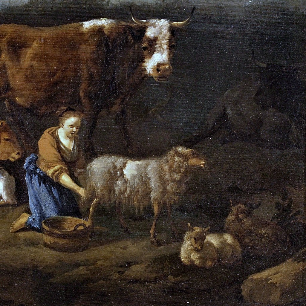 Dirck van Bergen 1645-1690  Pastorale  Huile sur panneau  - Provenance : Commerce de l'art D. Katz, Dieren, 1930    -photo-3