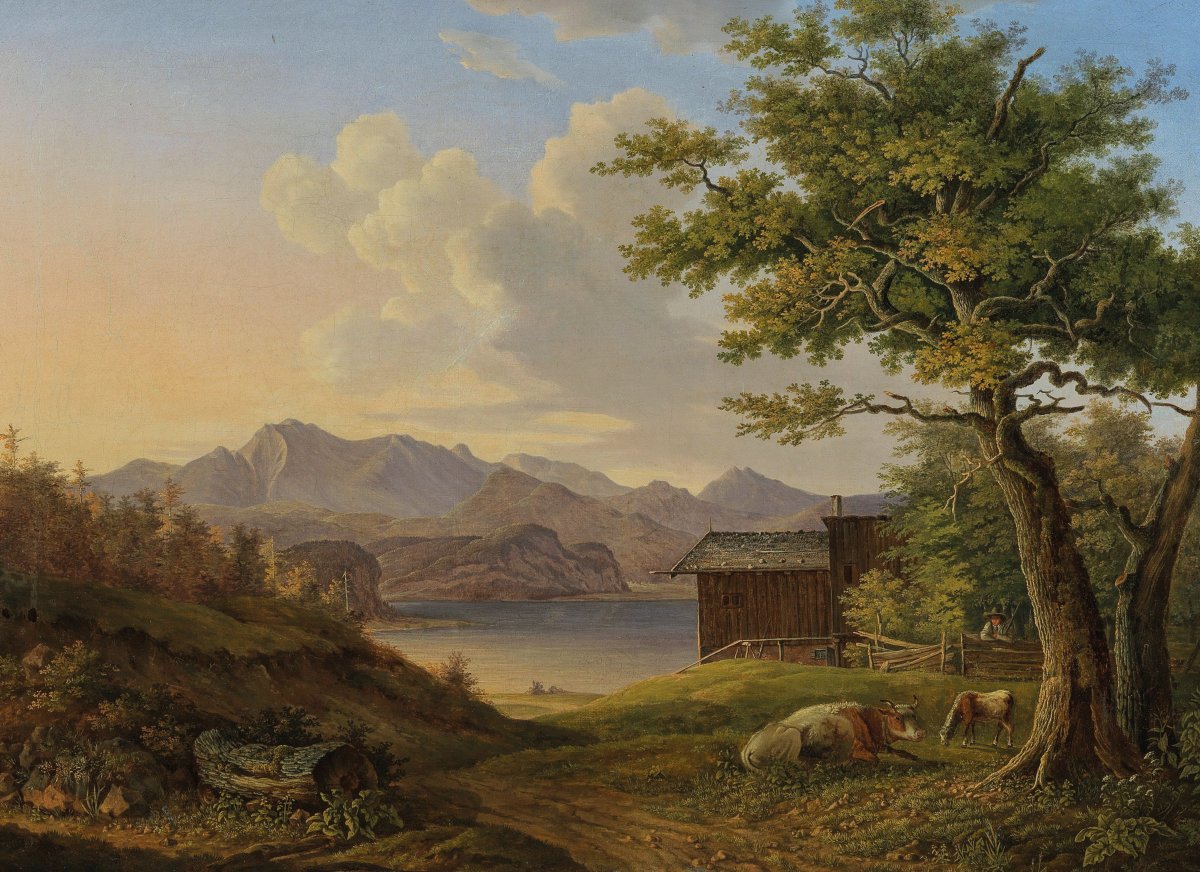 Anton Magg Landshut  Né En 1788   Paysage Du Salzkammergut    Huile Sur Toile 57 X 77,5 Cm-photo-2