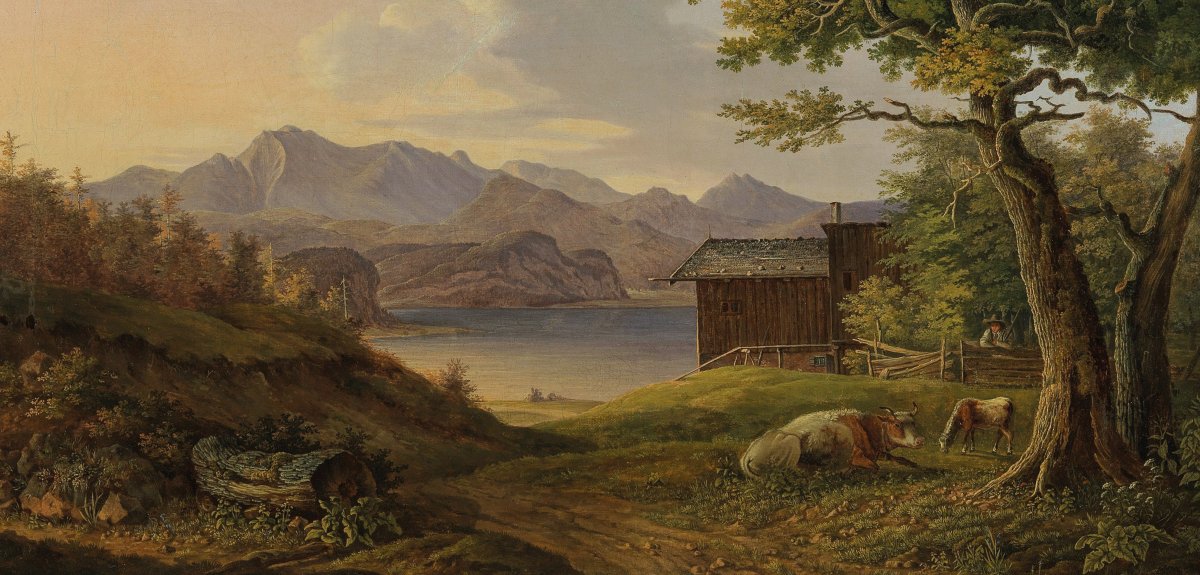 Anton Magg Landshut  Né En 1788   Paysage Du Salzkammergut    Huile Sur Toile 57 X 77,5 Cm-photo-3