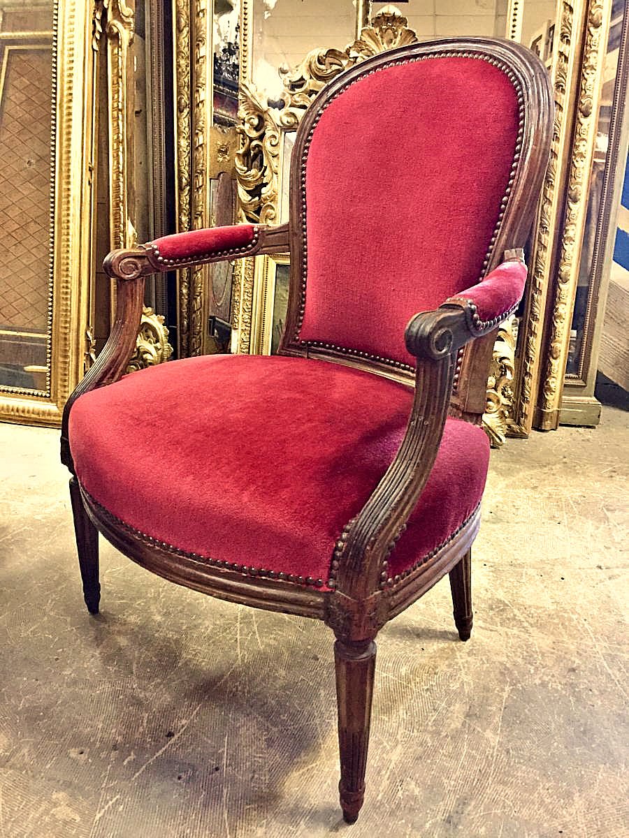  Fauteuil Louis XVI  C. 1775.  Estampillee Martin Nicolas Delaporte -photo-2