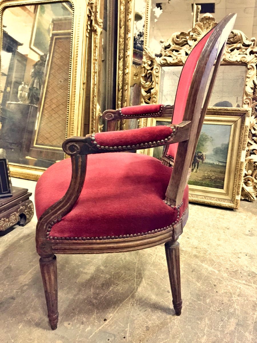  Fauteuil Louis XVI  C. 1775.  Estampillee Martin Nicolas Delaporte -photo-3