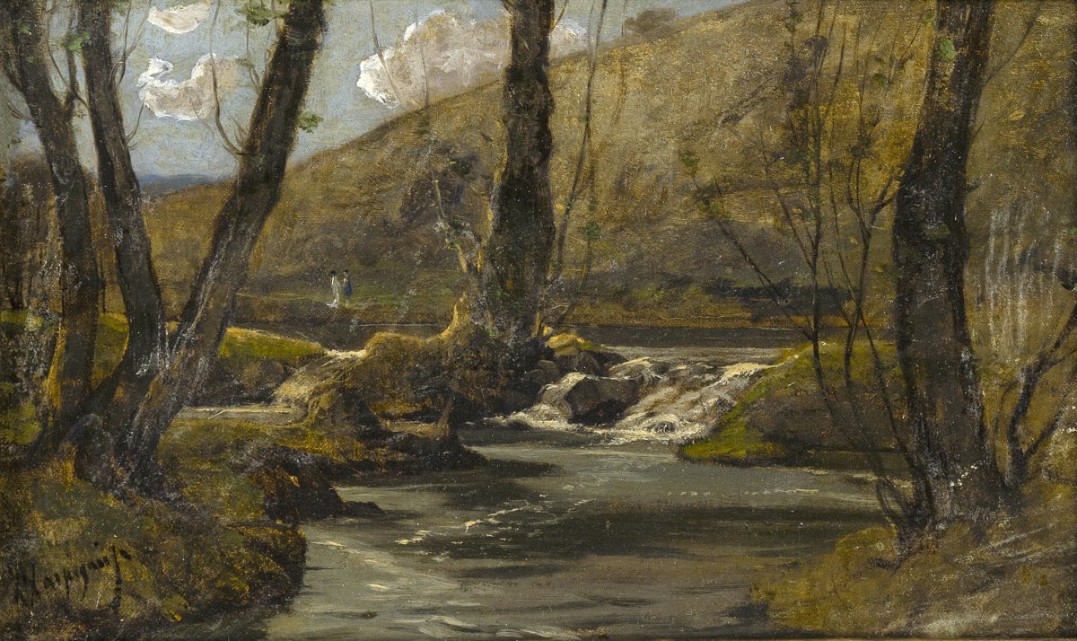 Henri Joseph Harpignies (1819-1916)  « Au Bord d'Un Ruisseau De Forêt »   Signé-photo-2