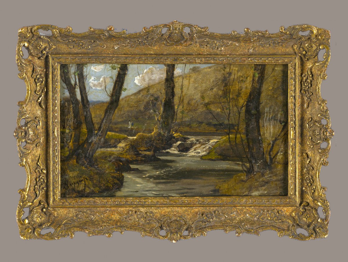 Henri Joseph Harpignies (1819-1916)  « Au Bord d'Un Ruisseau De Forêt »   Signé