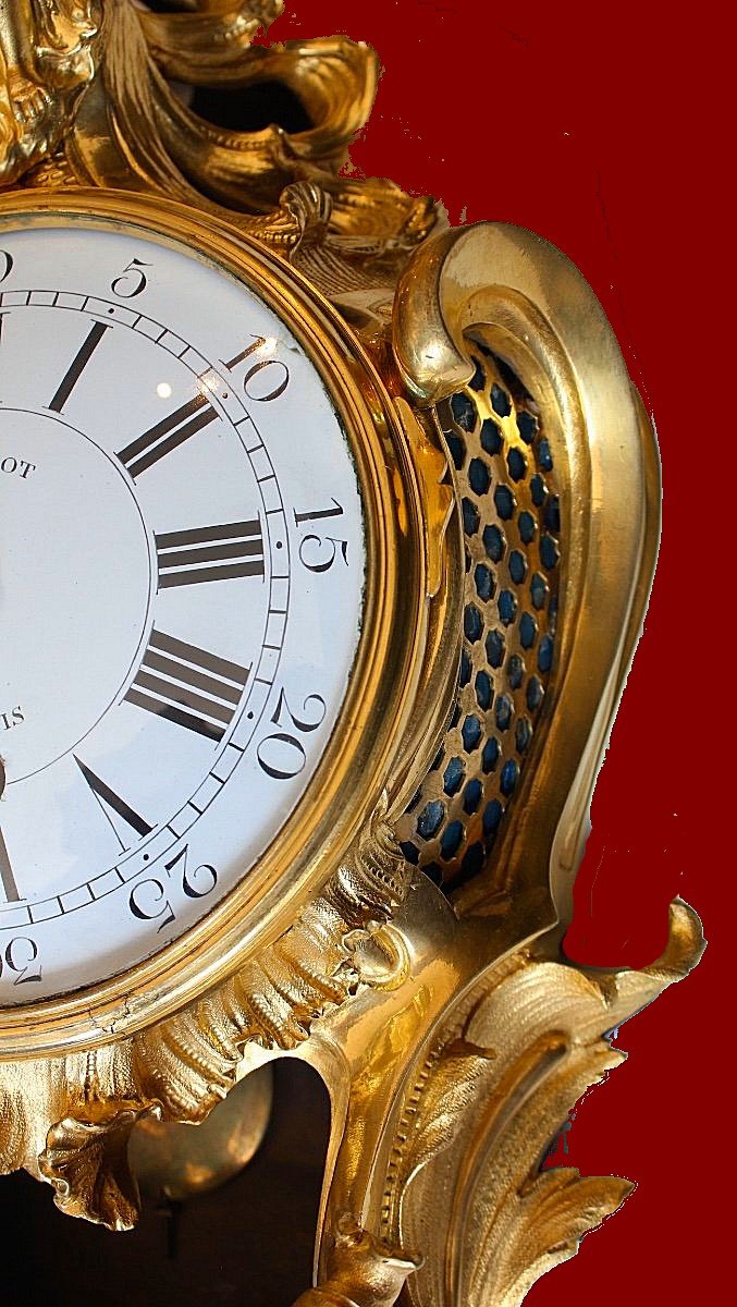 Louis XV Alcove Cartel Clock Circa 1750 Dial Signed Martinot In Paris Jean Martinot 1698--photo-4
