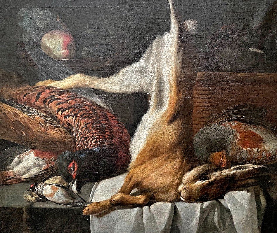 Peter Van Boucle 1610-1673 Still Life With Birds And Hare-photo-2