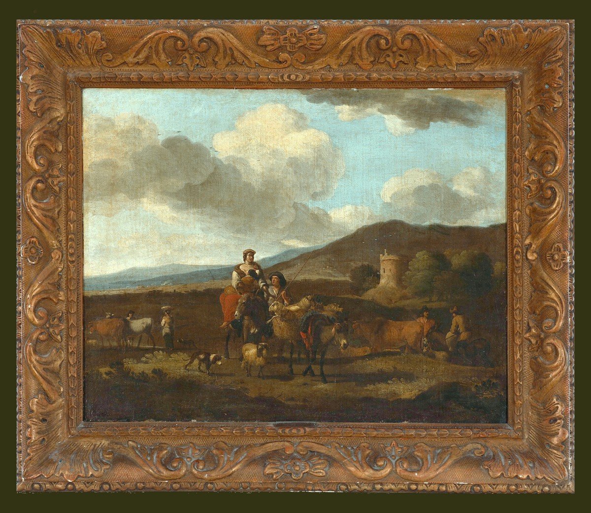 Karel Dujardin 1622-1678 Italian Landscape Oil On Canvas 50 X 66 Cm