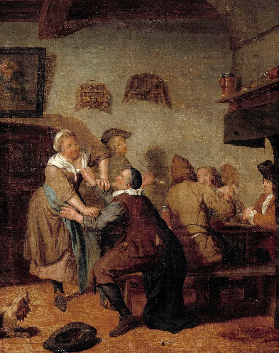 Quiringh Van Brekelenkam 1620-1668 At Auberge Signed And Dated: Q. Brekelenkam 1665.