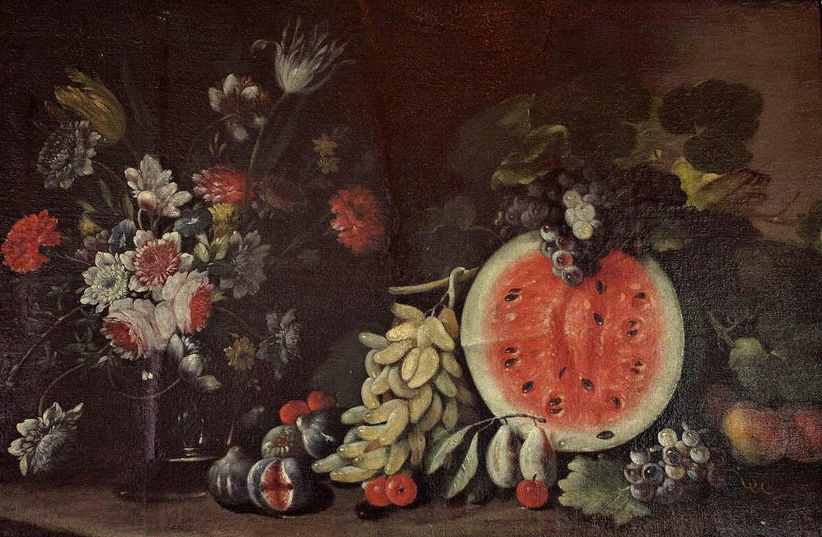 Giovanni Battista Ruoppolo 1629-1693 Attr. Large Still Life With Watermelon-photo-2