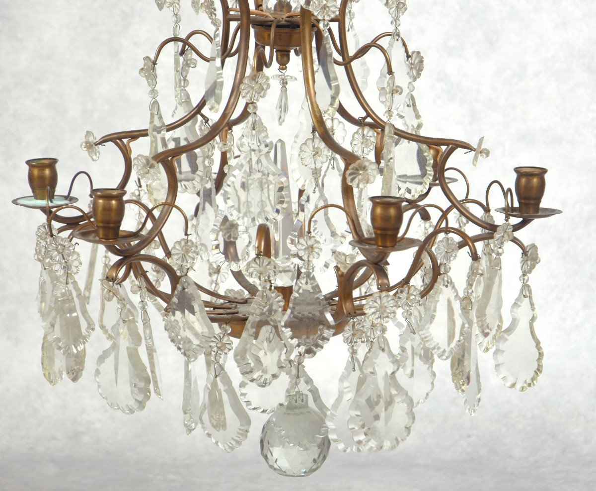 2nd Baroque Crystal Chandelier Last Quarter Of The 19th Century. H. 90 Cm, D. 52 Cm-photo-2