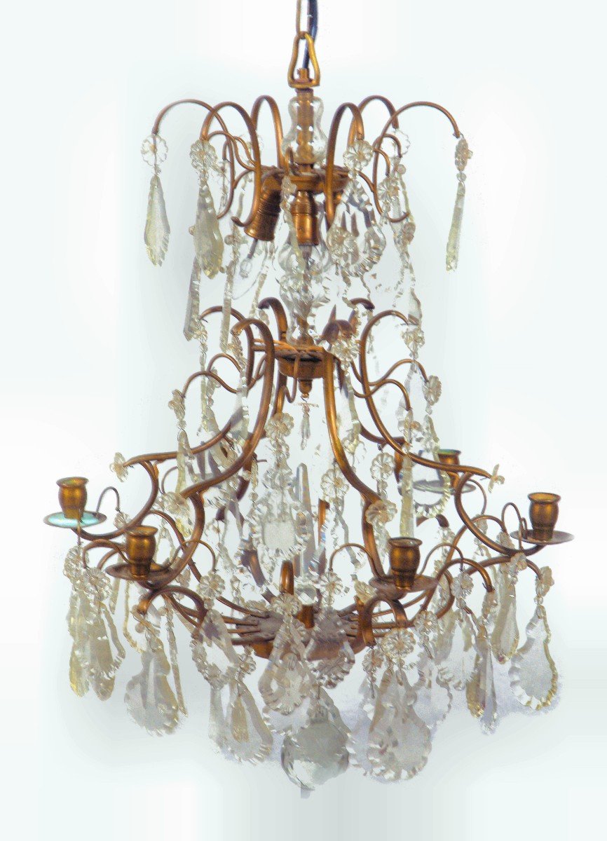 2nd Baroque Crystal Chandelier Last Quarter Of The 19th Century. H. 90 Cm, D. 52 Cm