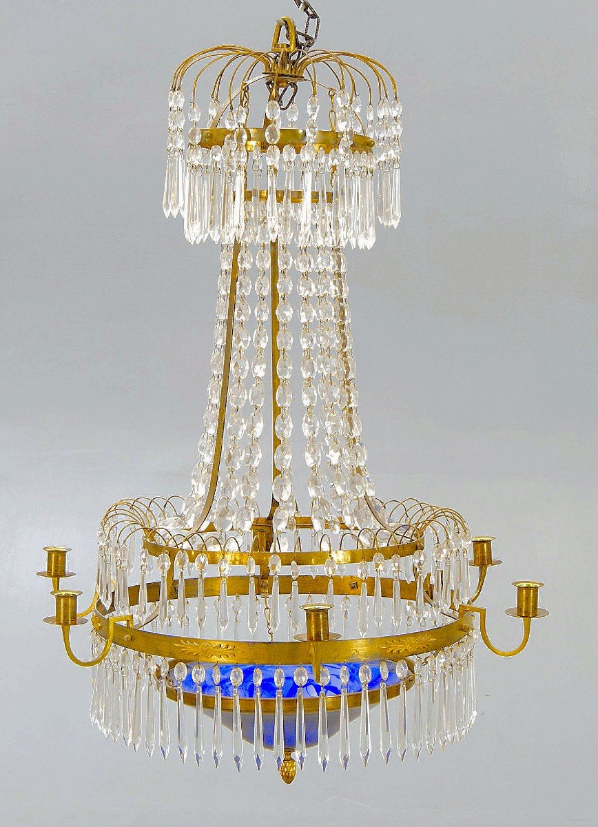 Chandelier Sweden Louis XVI Circa 1800 H. 90 Cm, D. 65 Cm