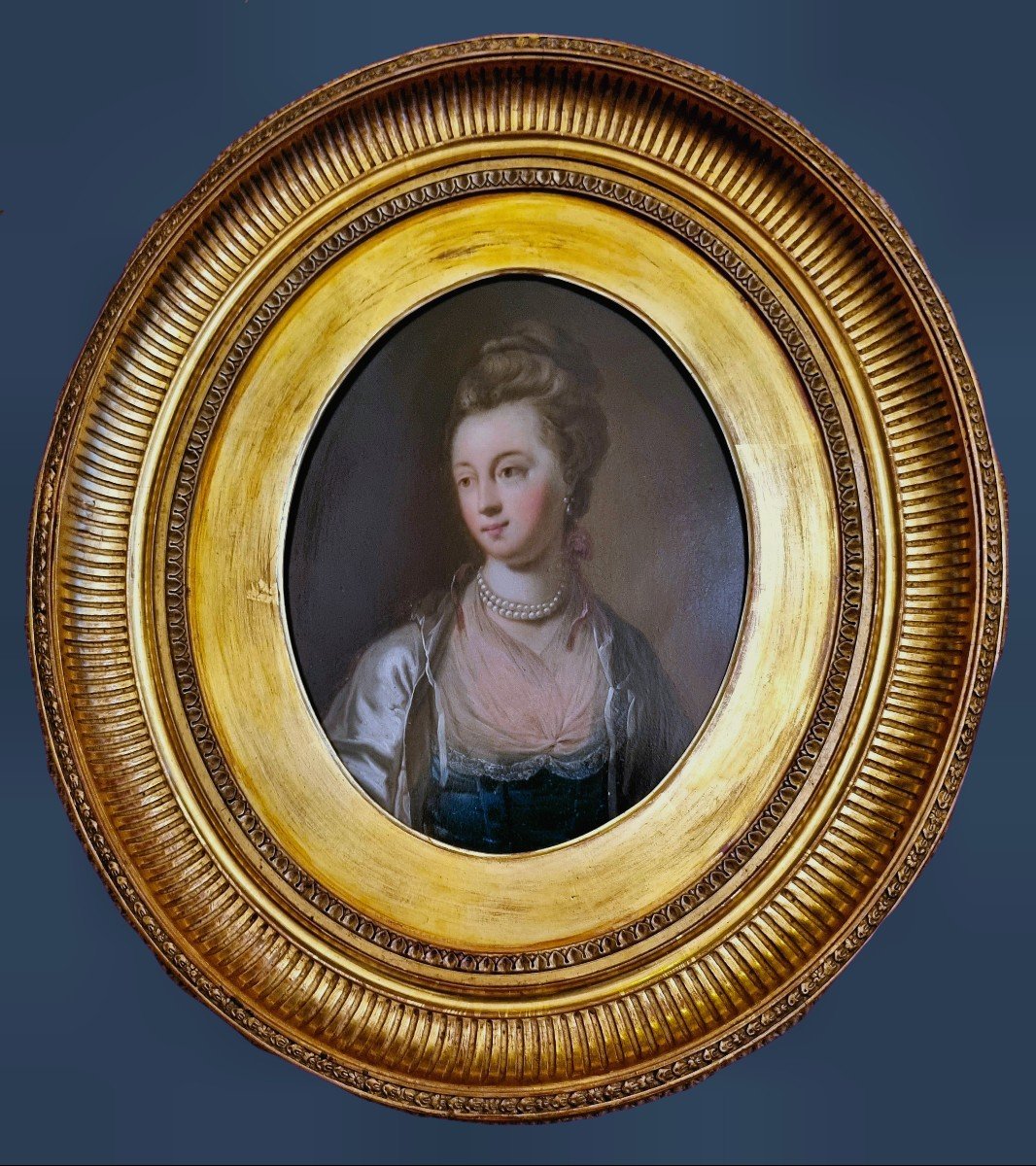 Jean-baptiste Henri Deshays De Colleville 1729-1765 Portrait Of Lady Oil On Copper-photo-2