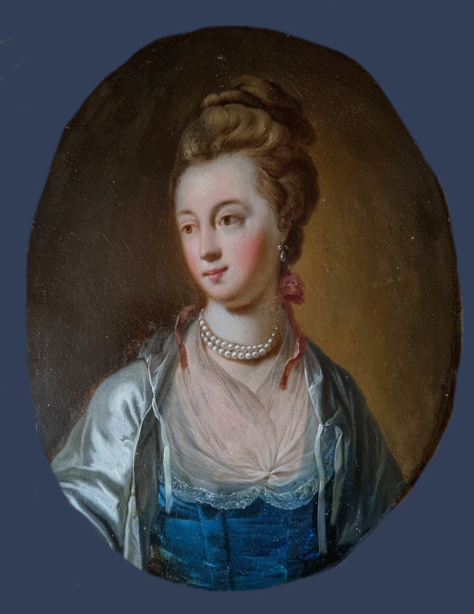 Jean-baptiste Henri Deshays De Colleville 1729-1765 Portrait Of Lady Oil On Copper-photo-3