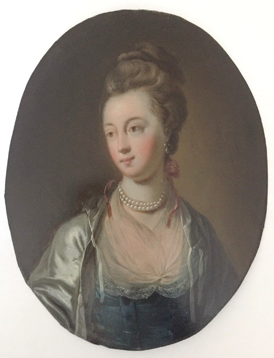 Jean-baptiste Henri Deshays De Colleville 1729-1765 Portrait Of Lady Oil On Copper