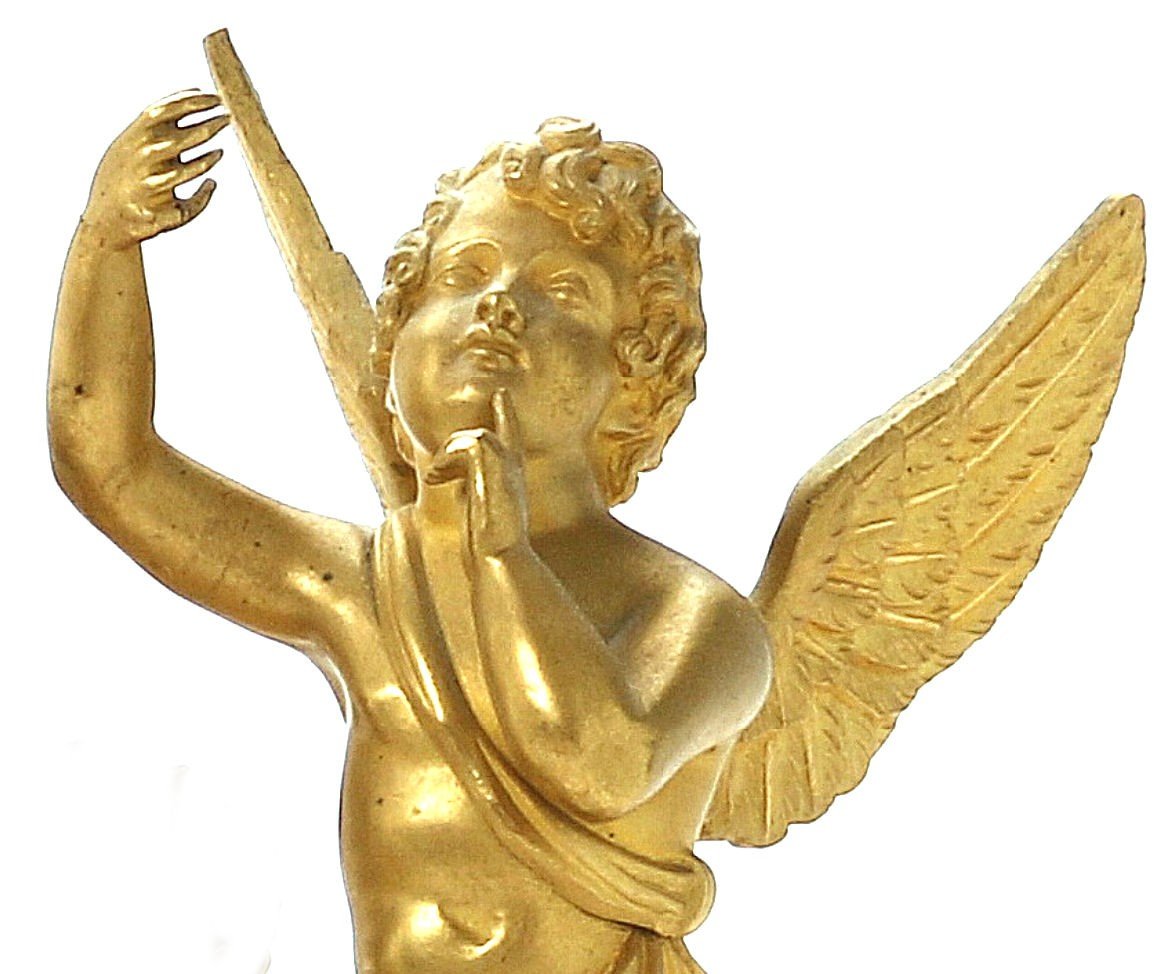Empire Cupido Pendulum Ca. 1820 H. 38 Cm, L.27 Cm. P. 11 Cm-photo-5